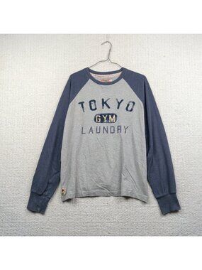 Y2K Tokyo Laundry Long Sleeved Distressed Grunge College Gym Shirt Men Sz XL